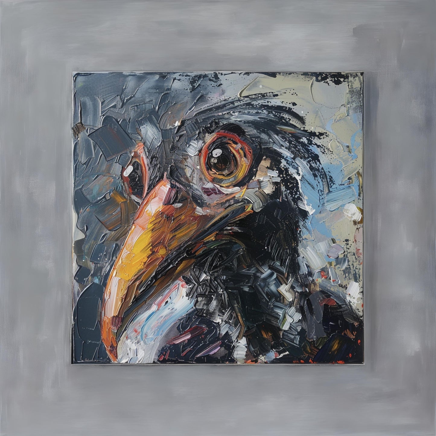 Oil painting on canvas in the baroque style of bird animal