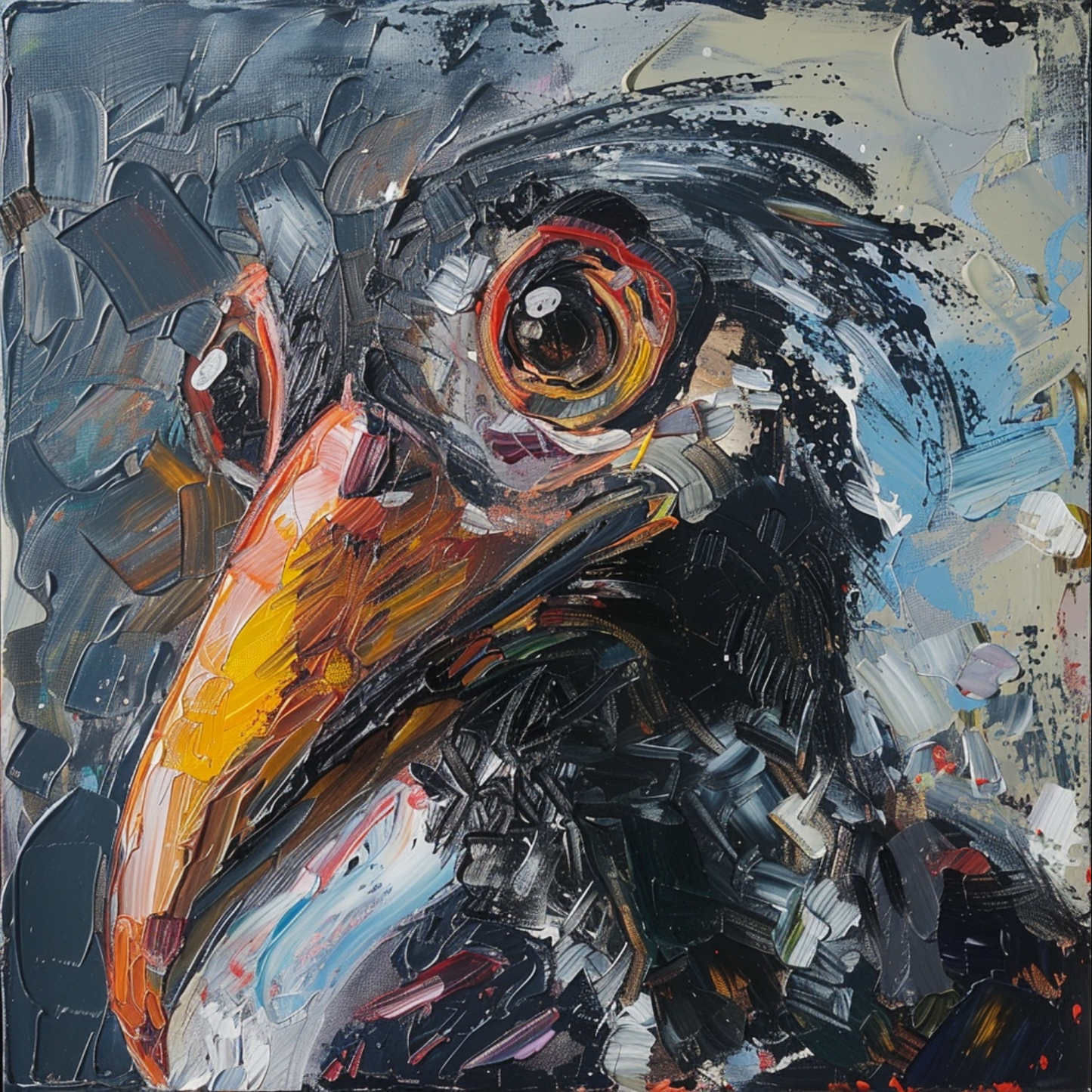 Oil painting on canvas in the baroque style of bird animal