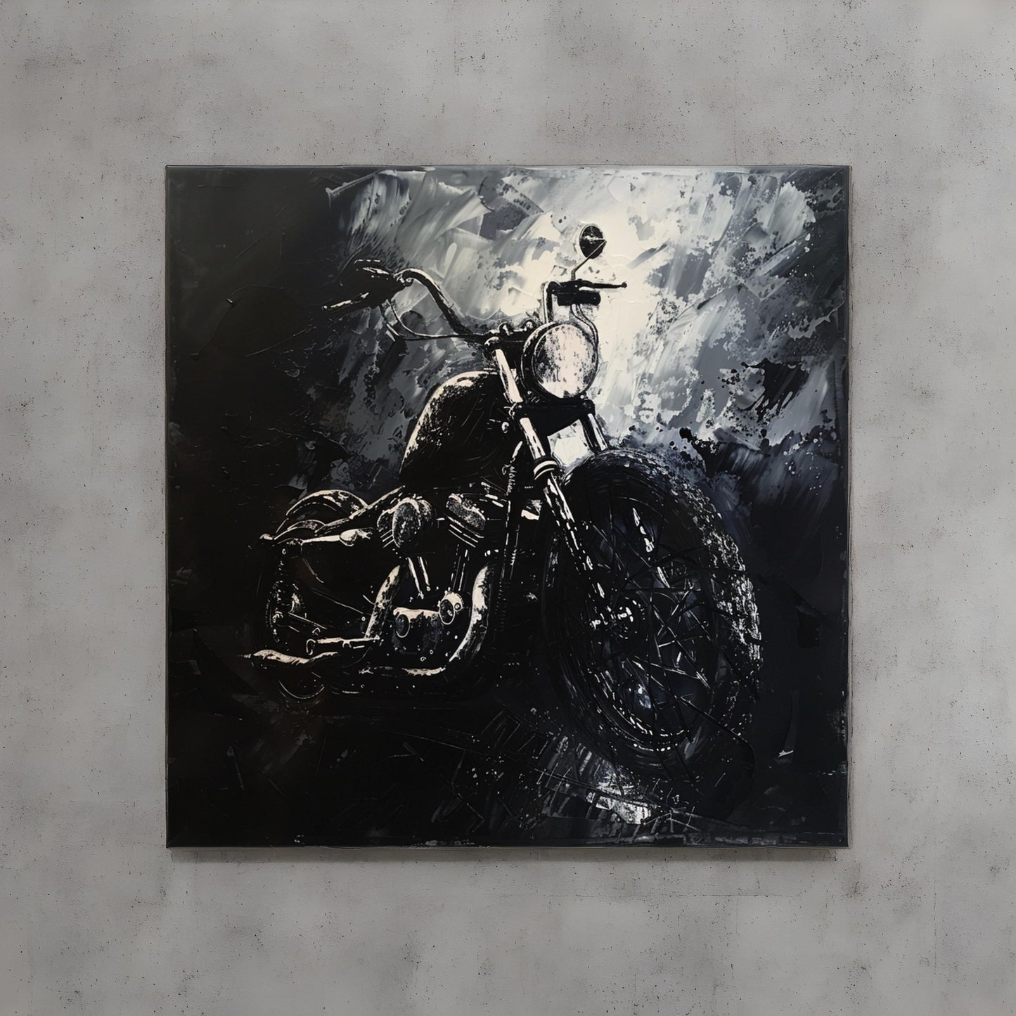 Oil painting on canvas in the baroque style of cafe racer motorcycle