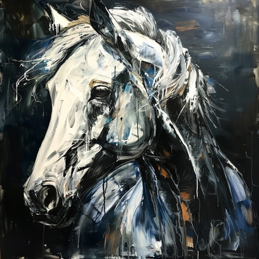 Oil painting on canvas in the baroque style of horse animal