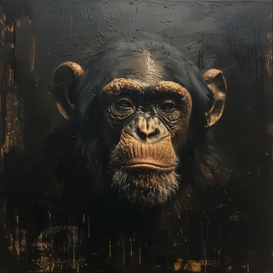 Oil painting on canvas in the baroque style of monkey animal