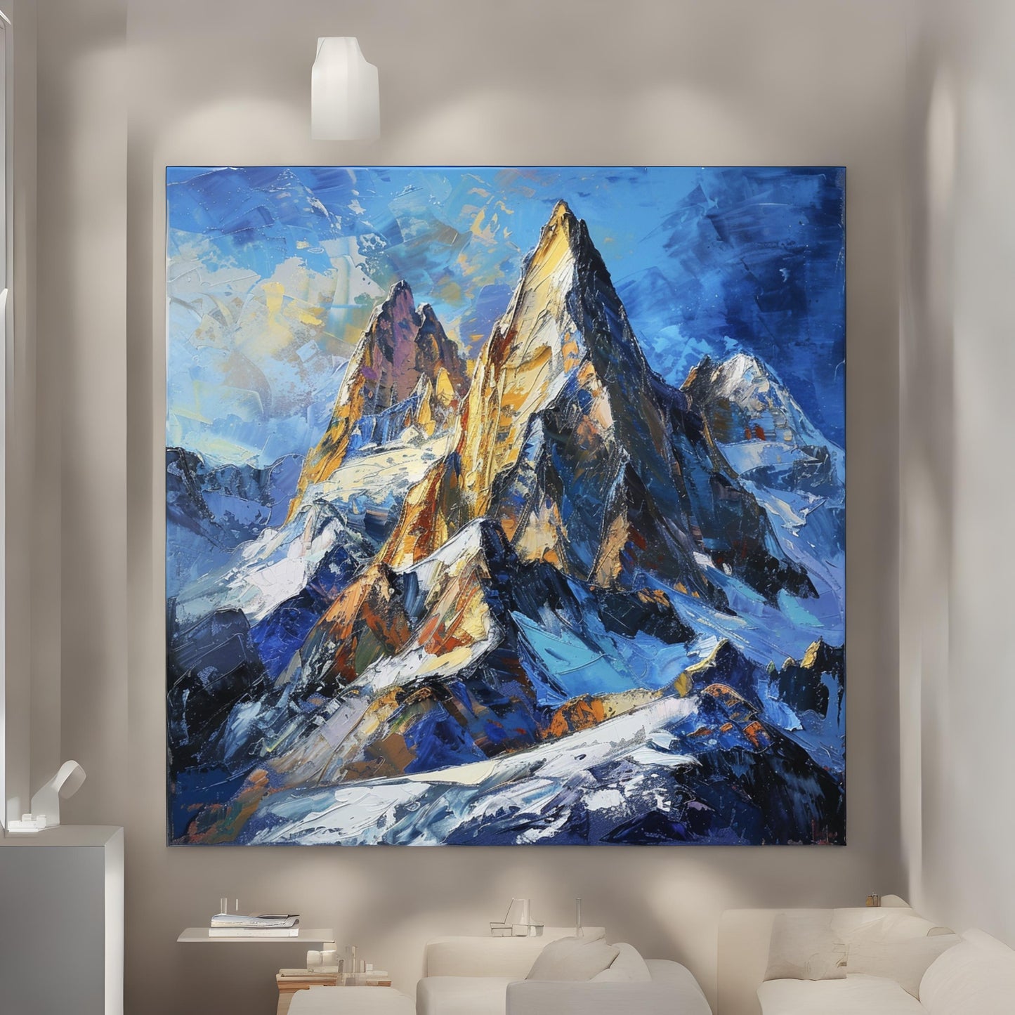 Oil painting on canvas in the baroque style of mountain