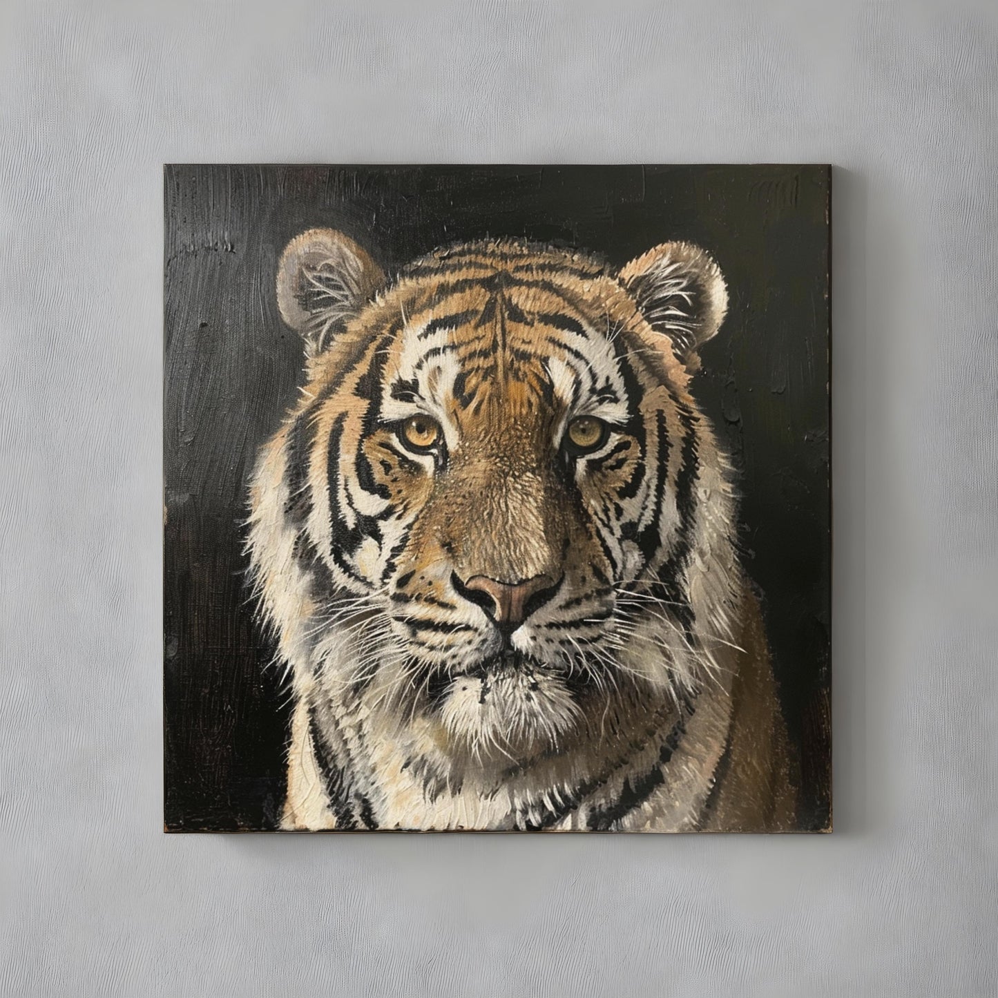 Oil painting on canvas in the baroque style of tiger animal