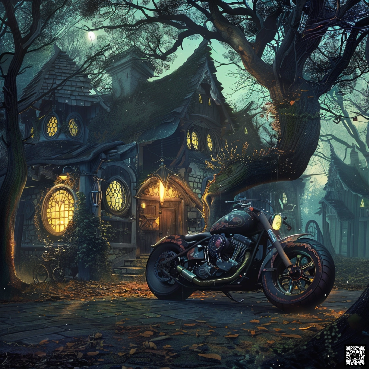 A magical dreamlike cafe racer motorcycle in the style of Hayao Miyazaki