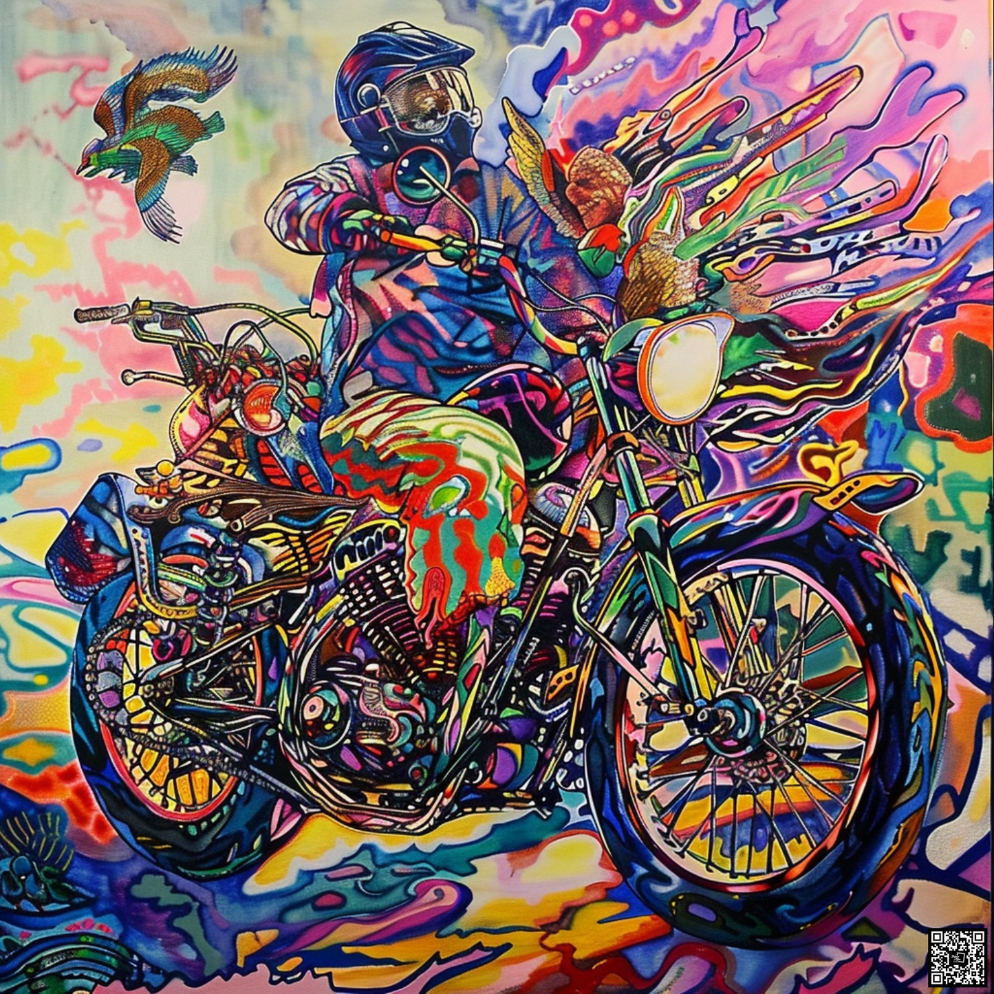 Allegory of trails motorcycle colorful stylize