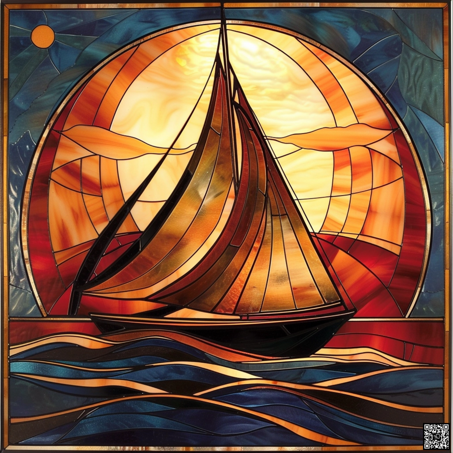 Art deco style image of sailboat boat