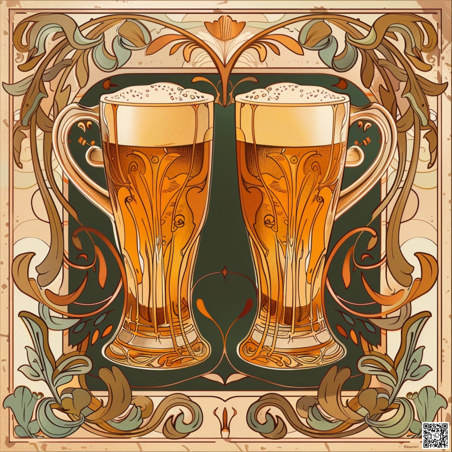 Beers the drink in art nouveau