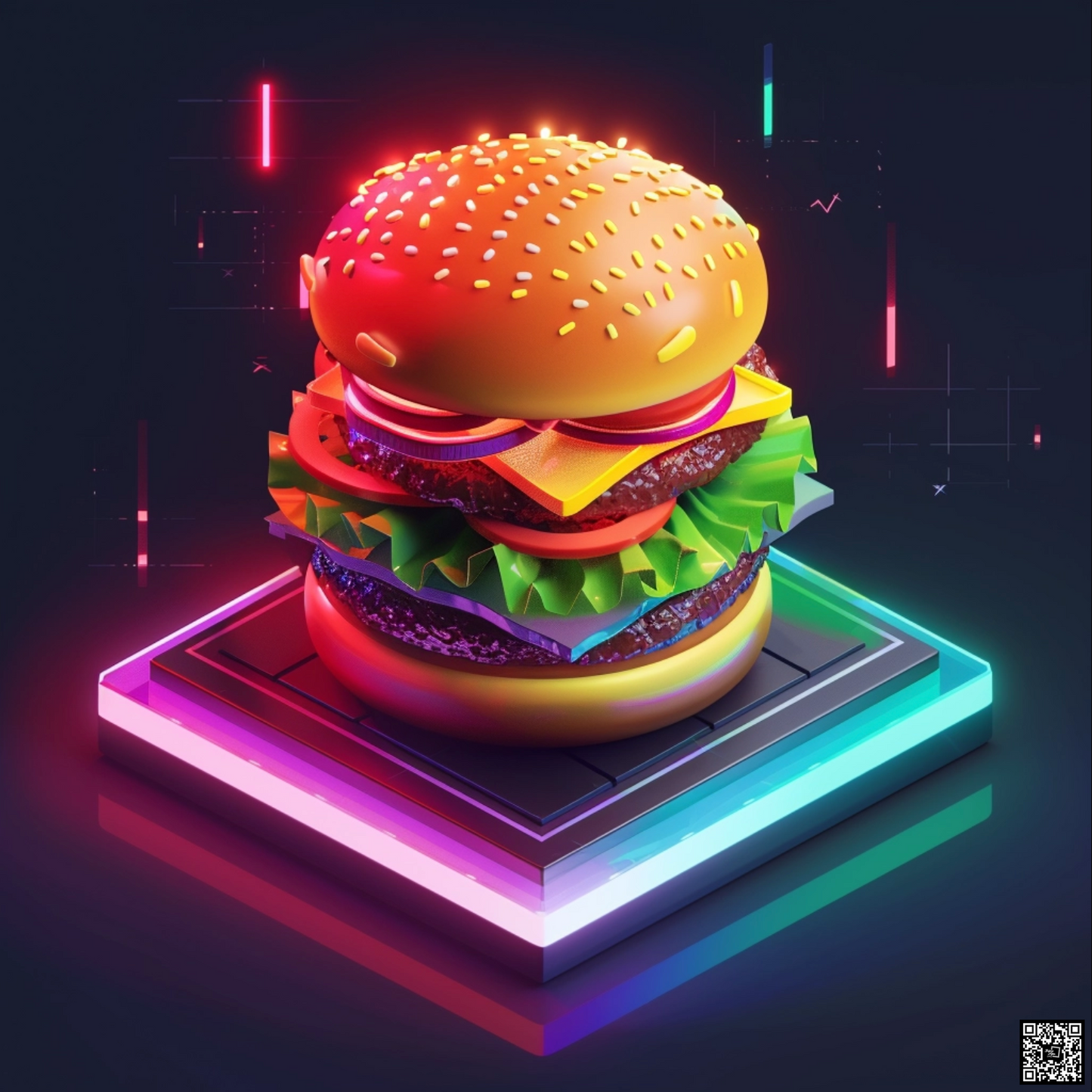 Burger with neon lightings