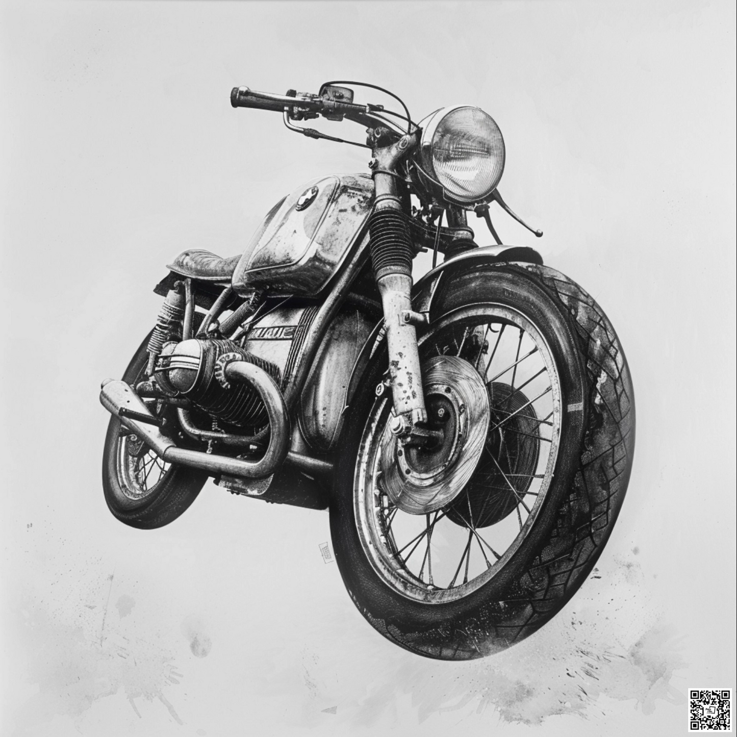 Cafe racer motorcycle diagramatic drawing