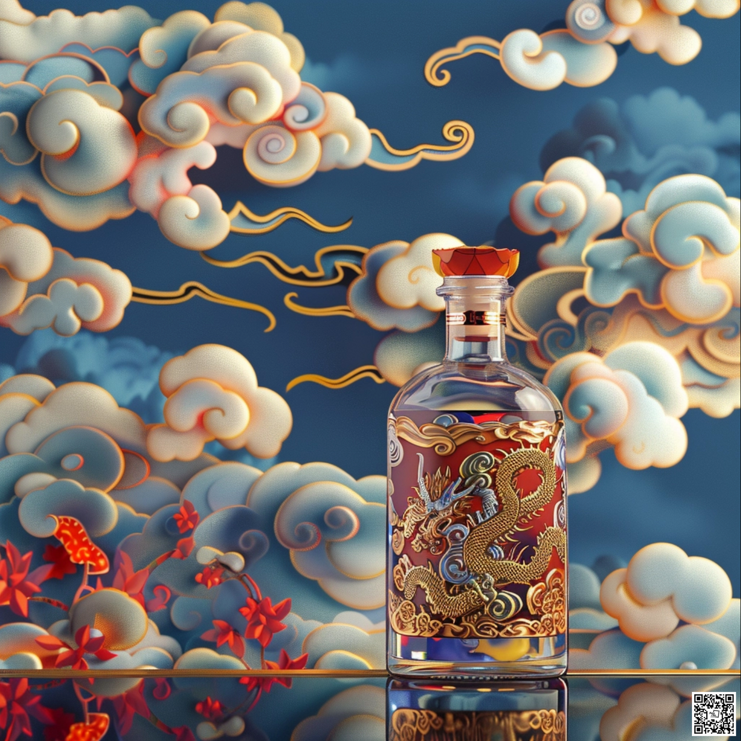 Chinese illustration of tequila on blue background