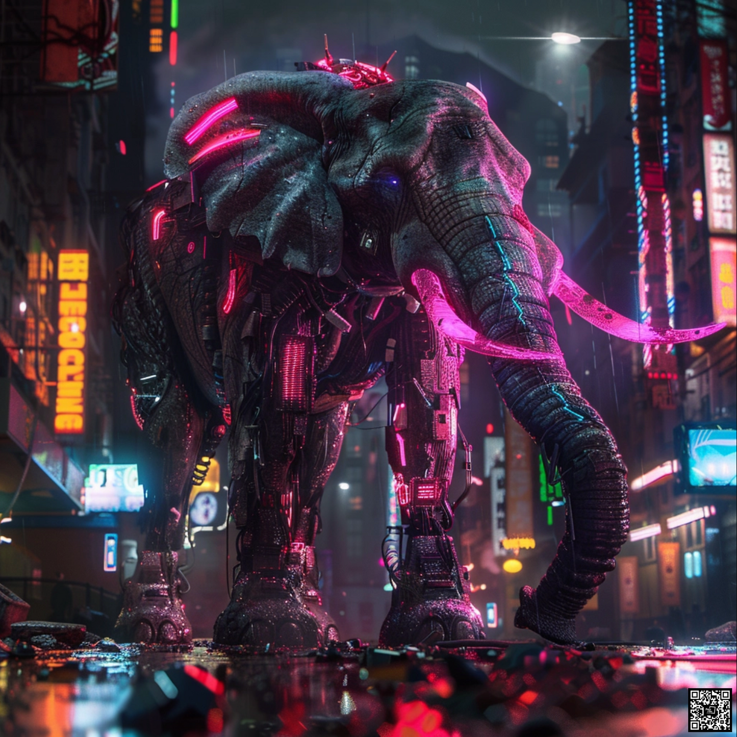 Cyberpunk elephant animal