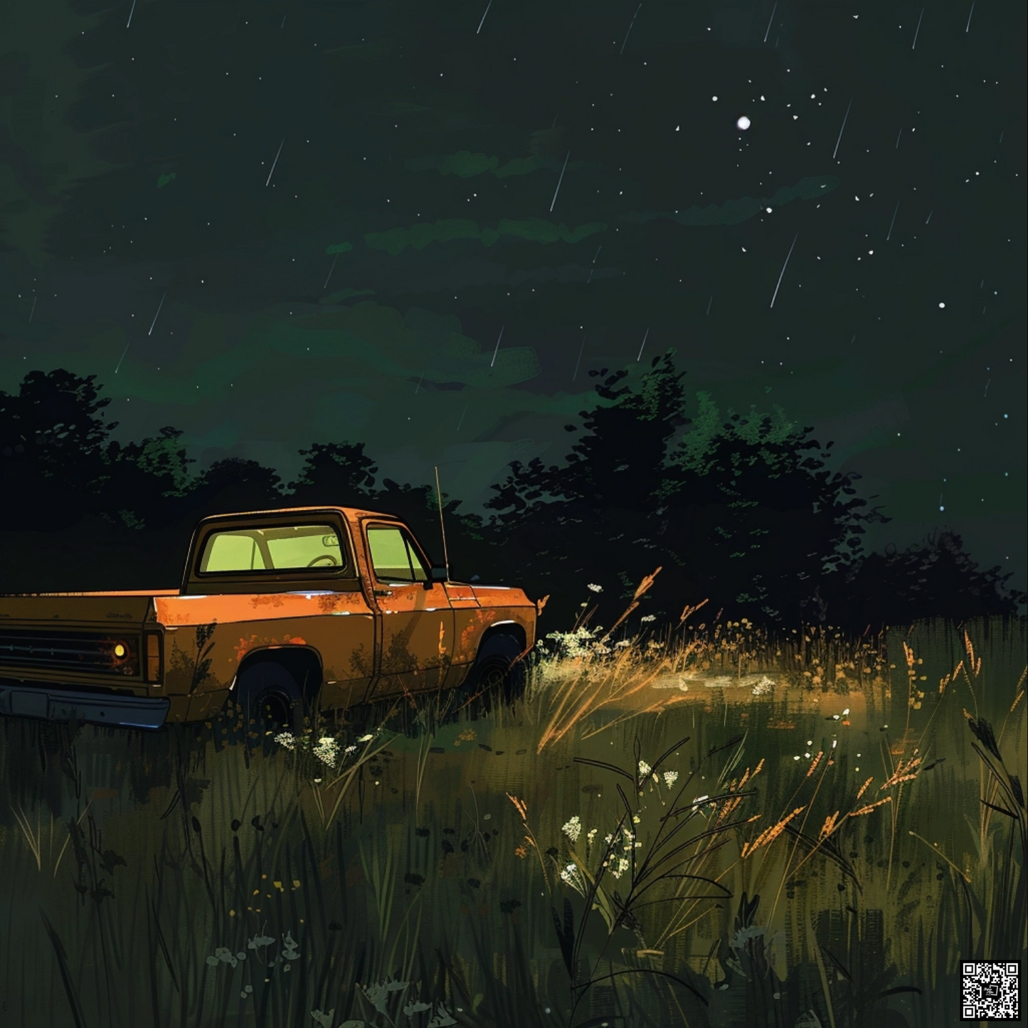 Digital art of by pick-up car night stylize