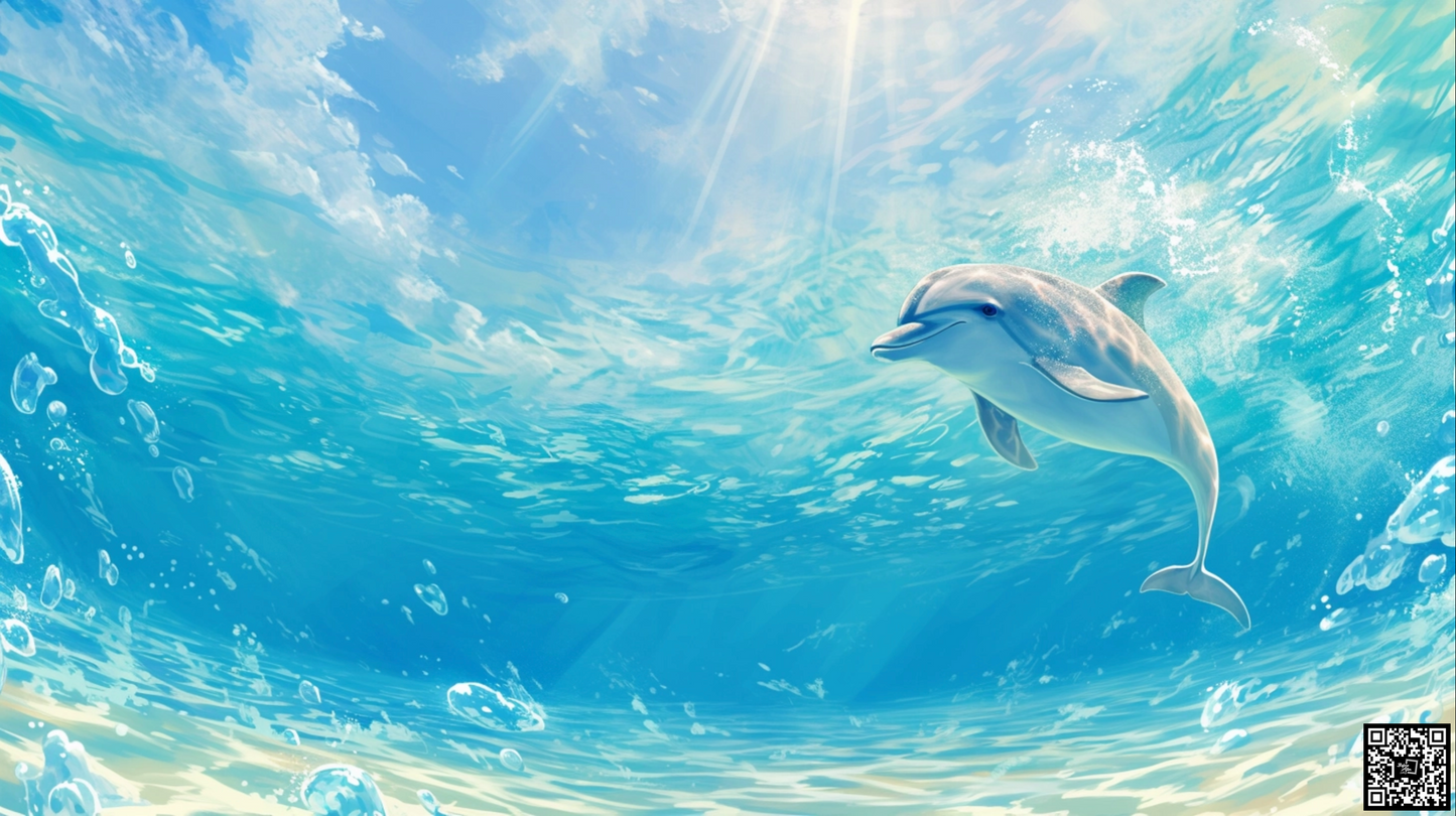 Dreamy exterior dolphin animal in the blue sky