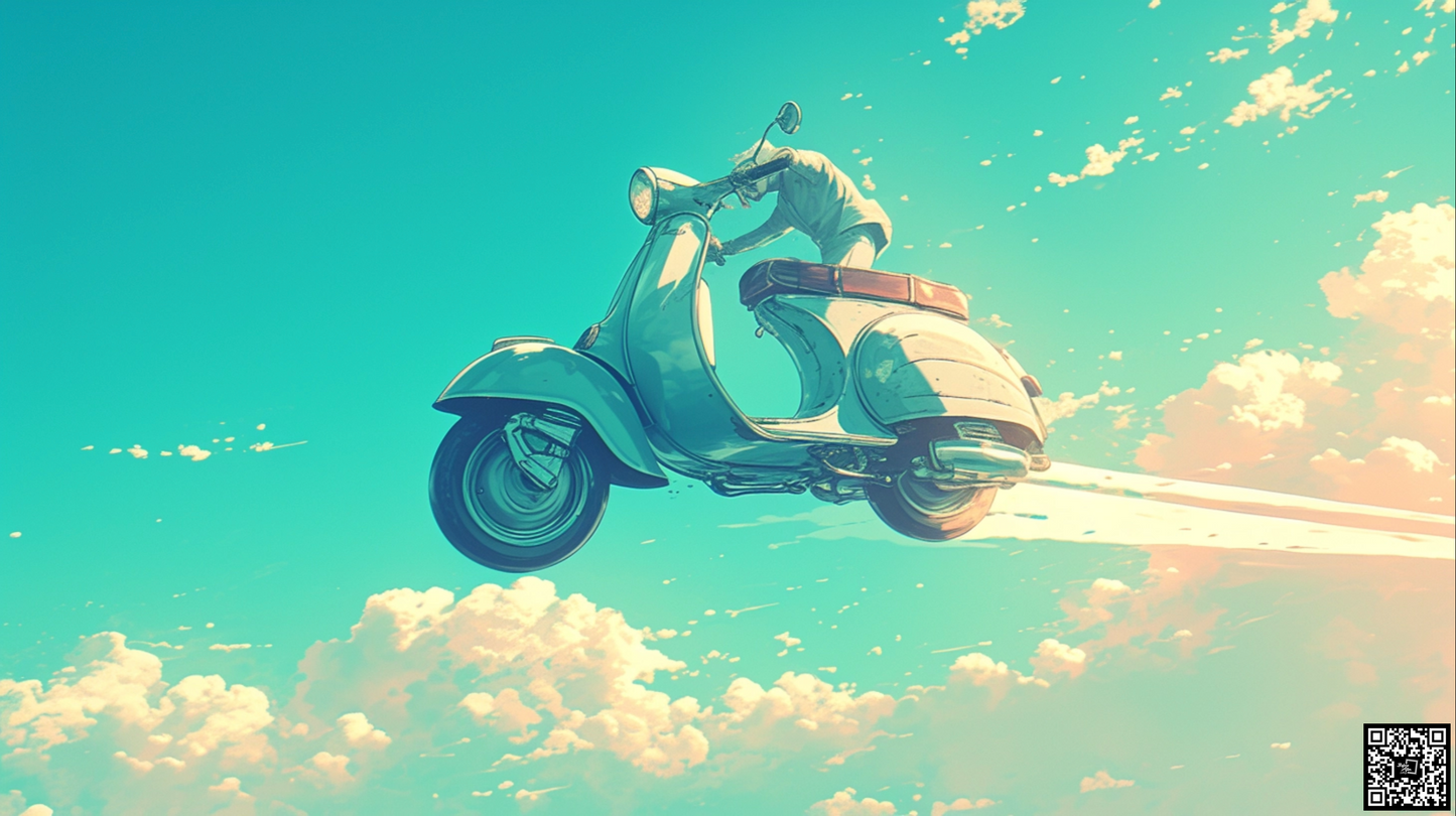 Dreamy exterior scooter motorbike in the blue sky