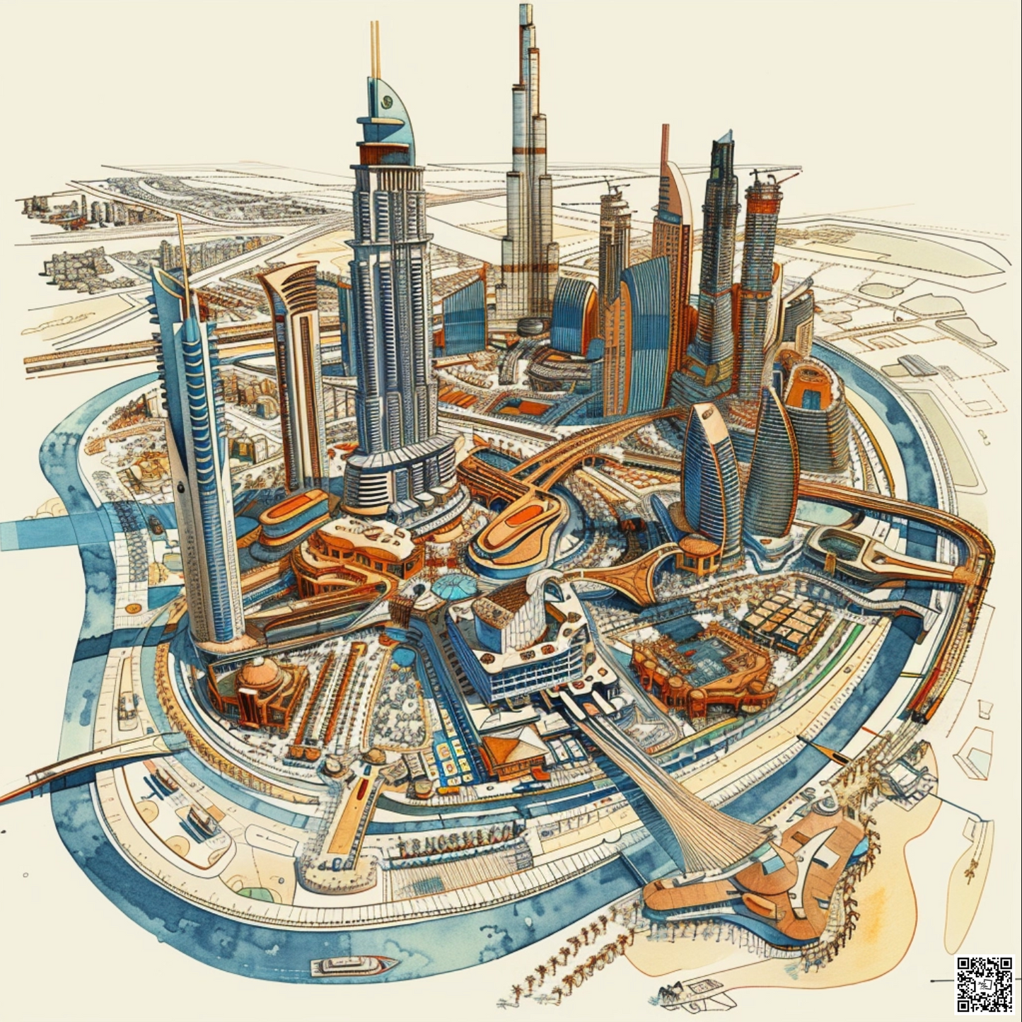 Dubai diagramatic drawing