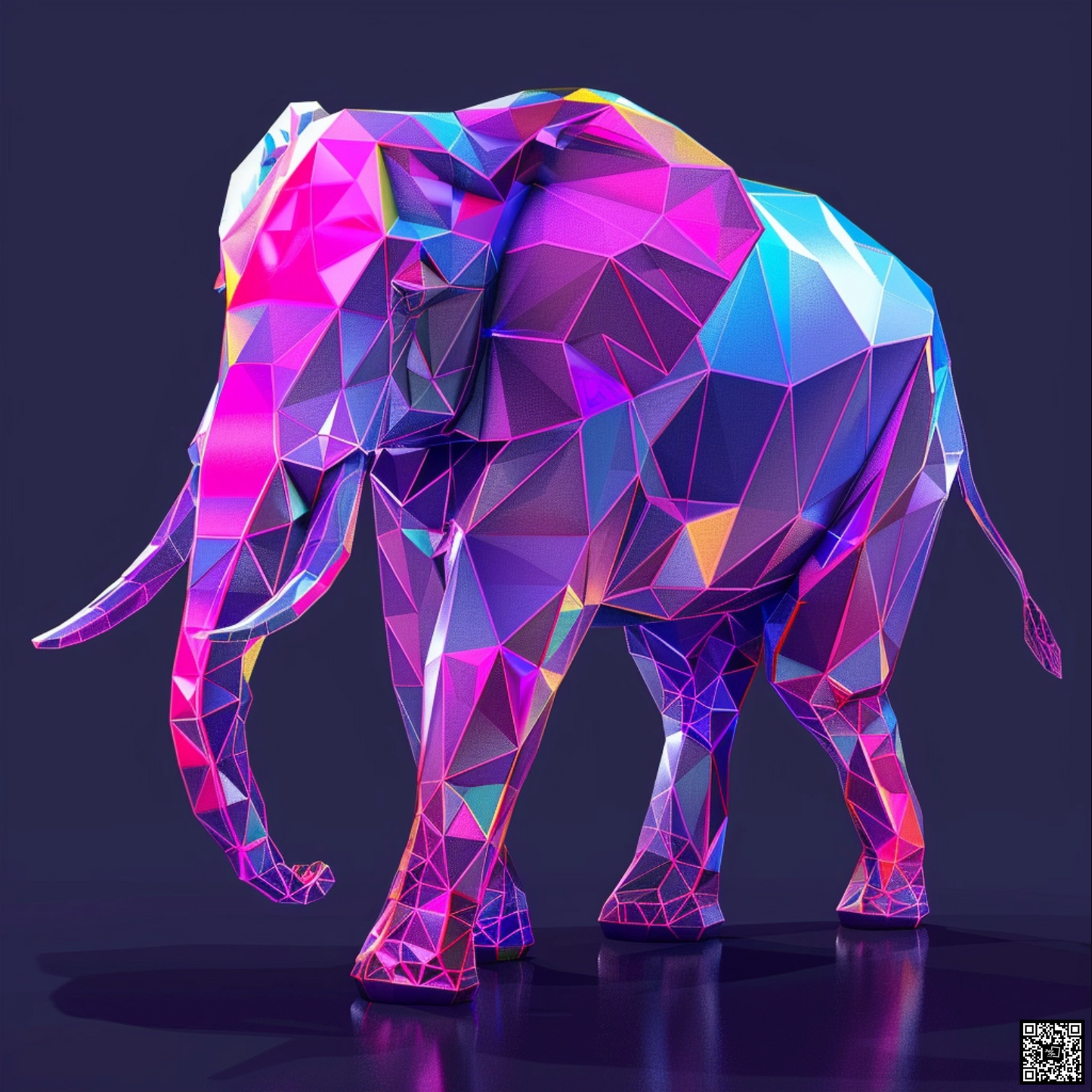 Elephant animal with neon lightings