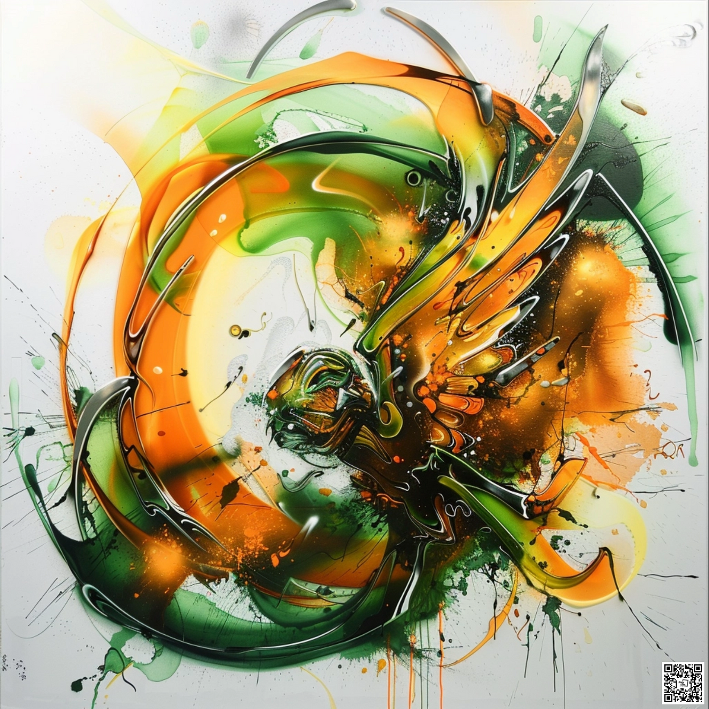 Graffiti art of cartoon atheism religion elaborate acrylic spray paint by Yoji Shinkawa Nick Edwards style with bold brushstrokes romantic glazing orange green yellow white