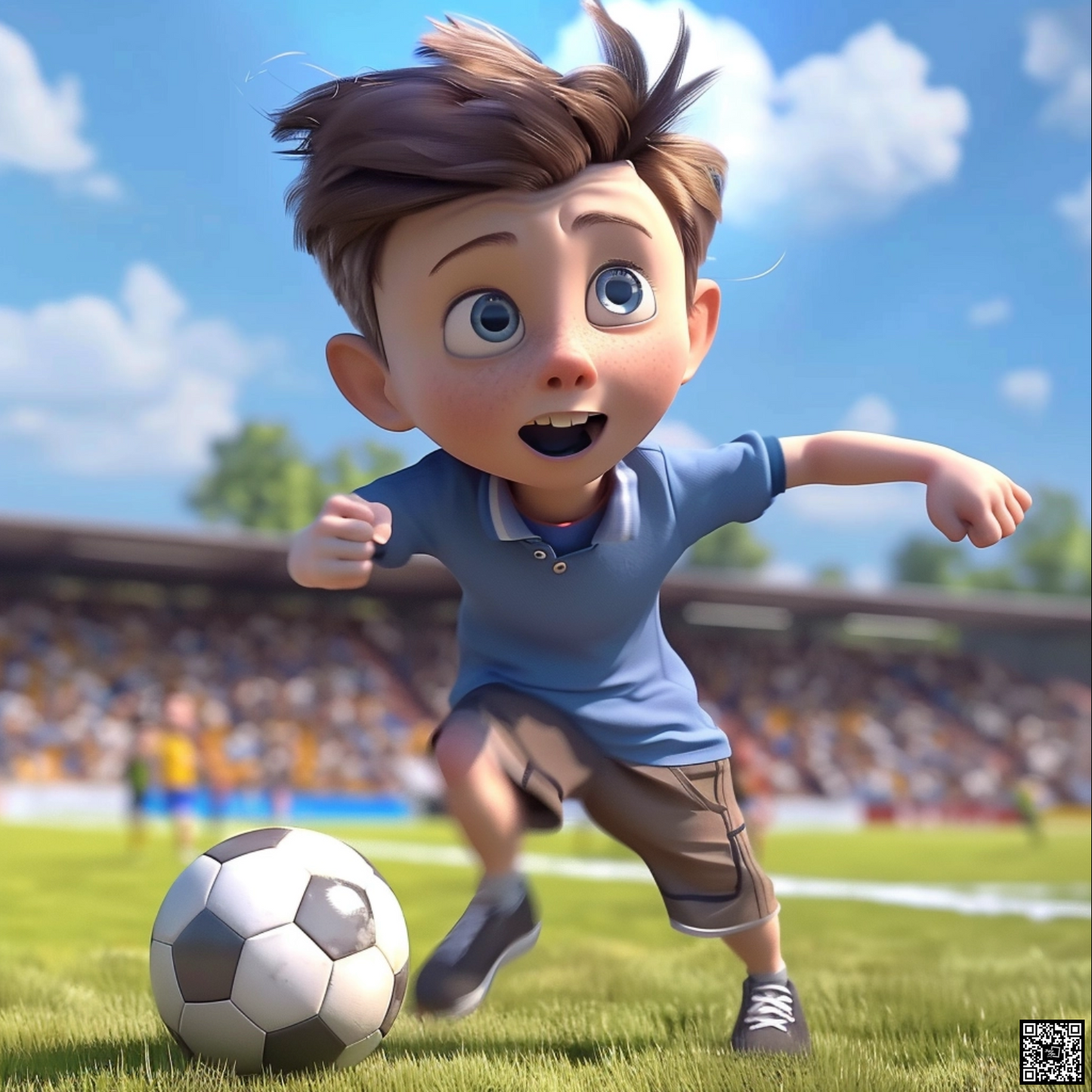 Image of soccer like in an pixar movie style