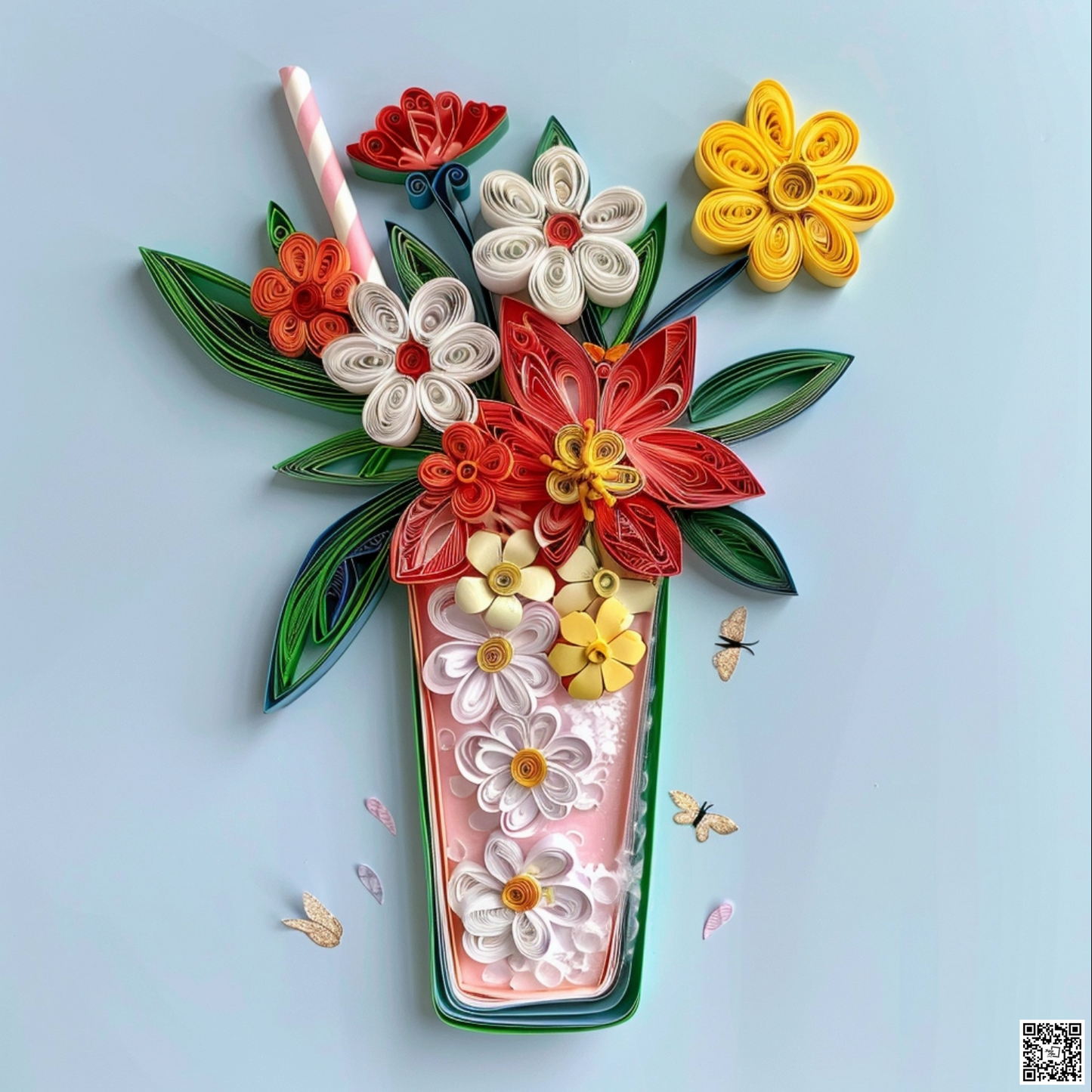 Milkshakethe drink with leaves and flowers