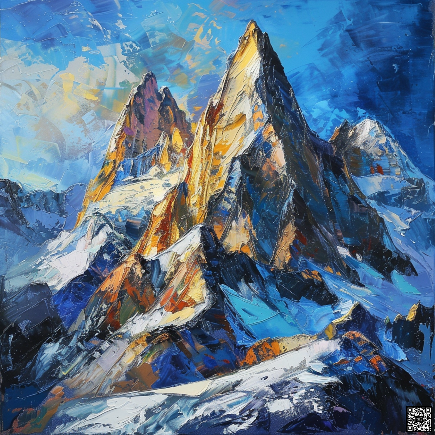 Oil painting on canvas in the baroque style of mountain