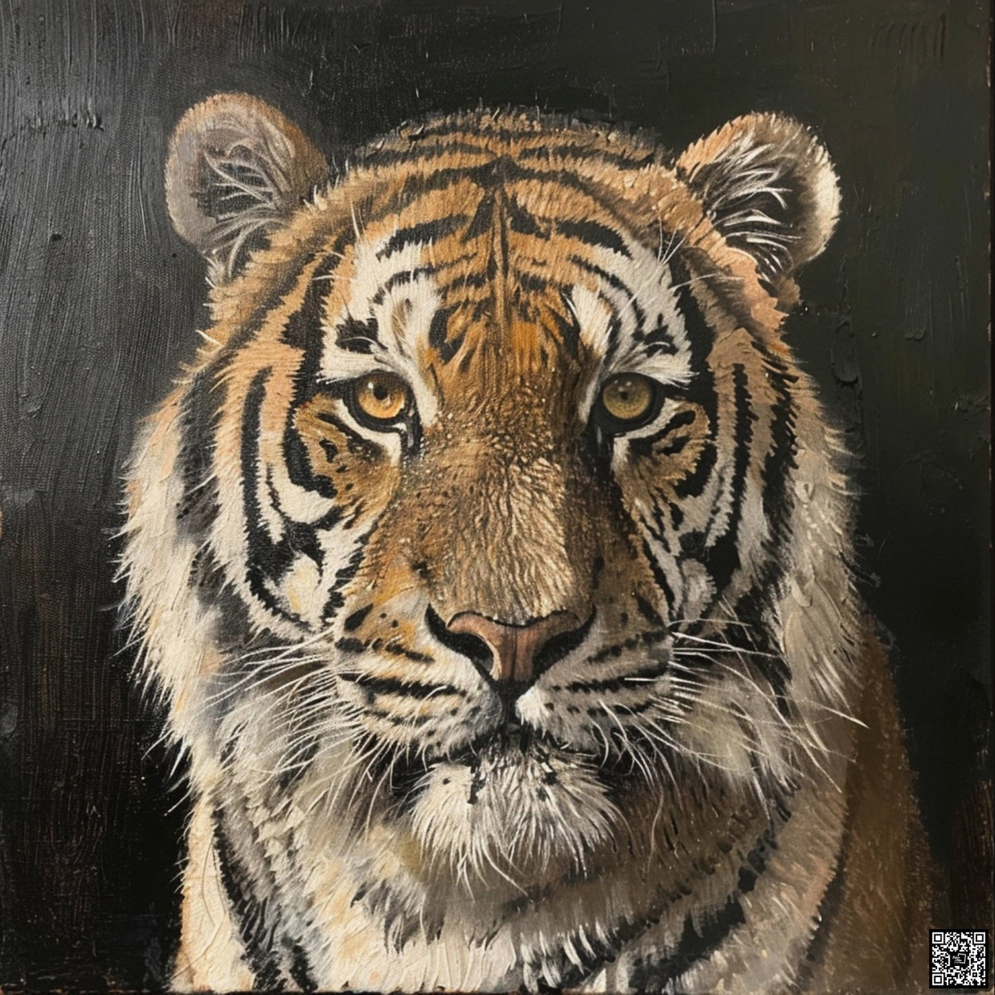 Oil painting on canvas in the baroque style of tiger animal