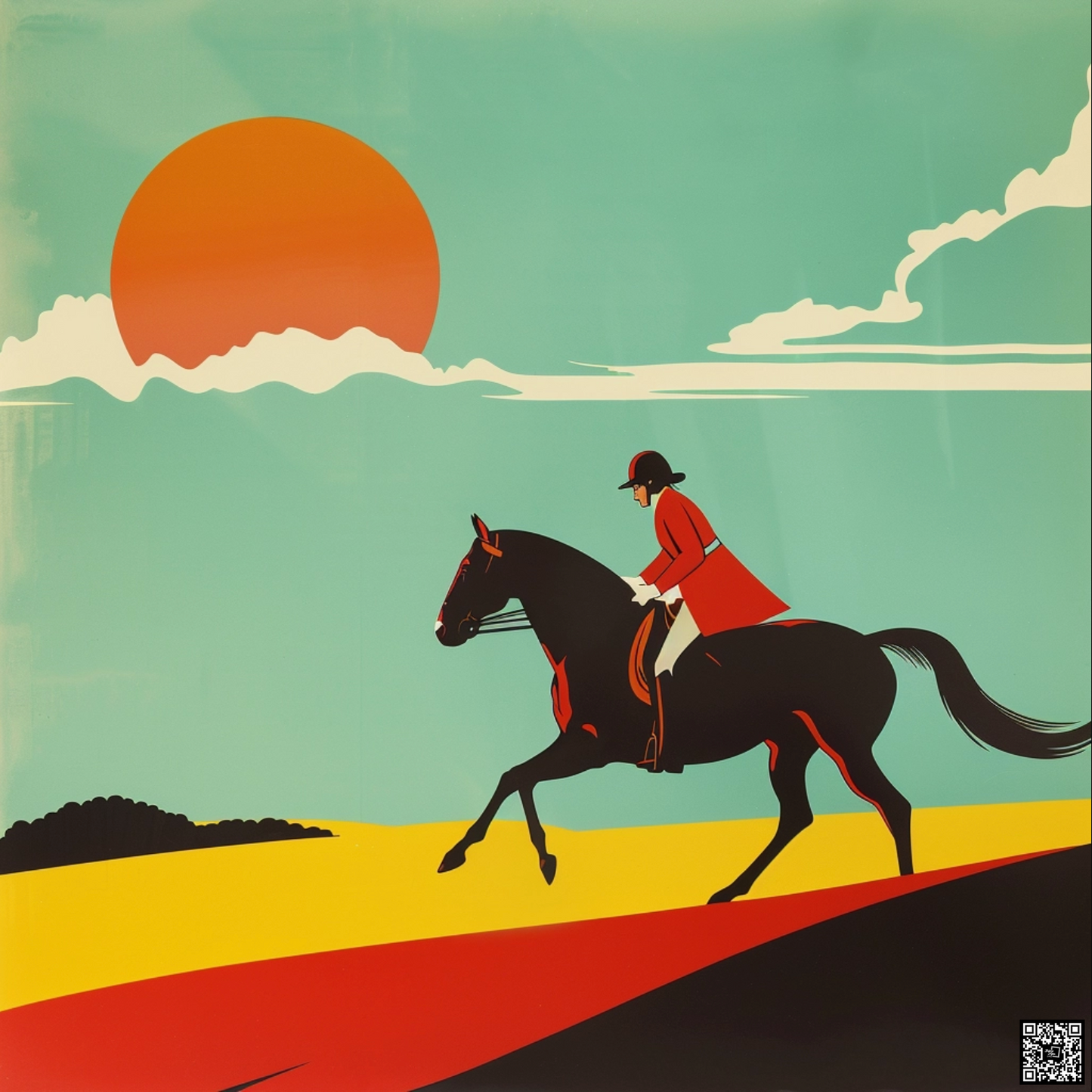 Peter Savilles graphic design depicting a cute horse riding