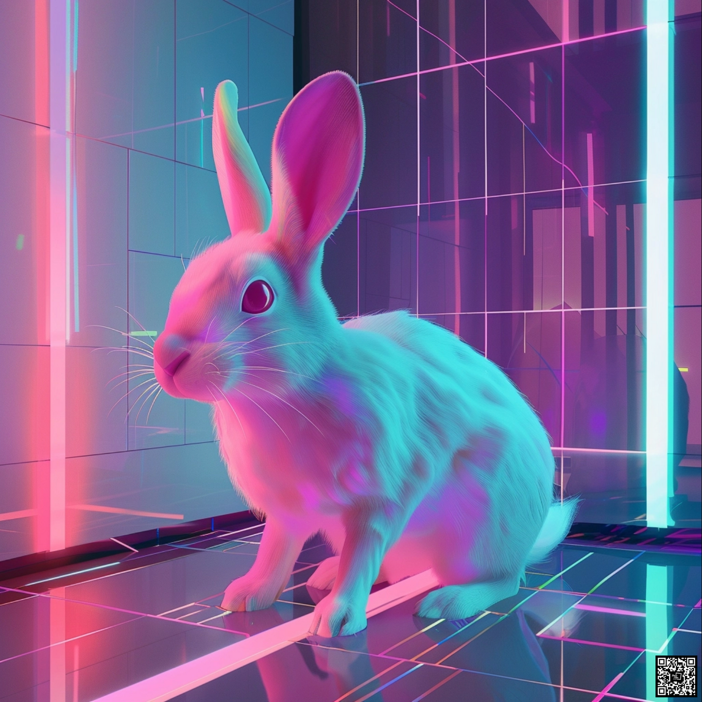 Rabbit animal with neon lightings