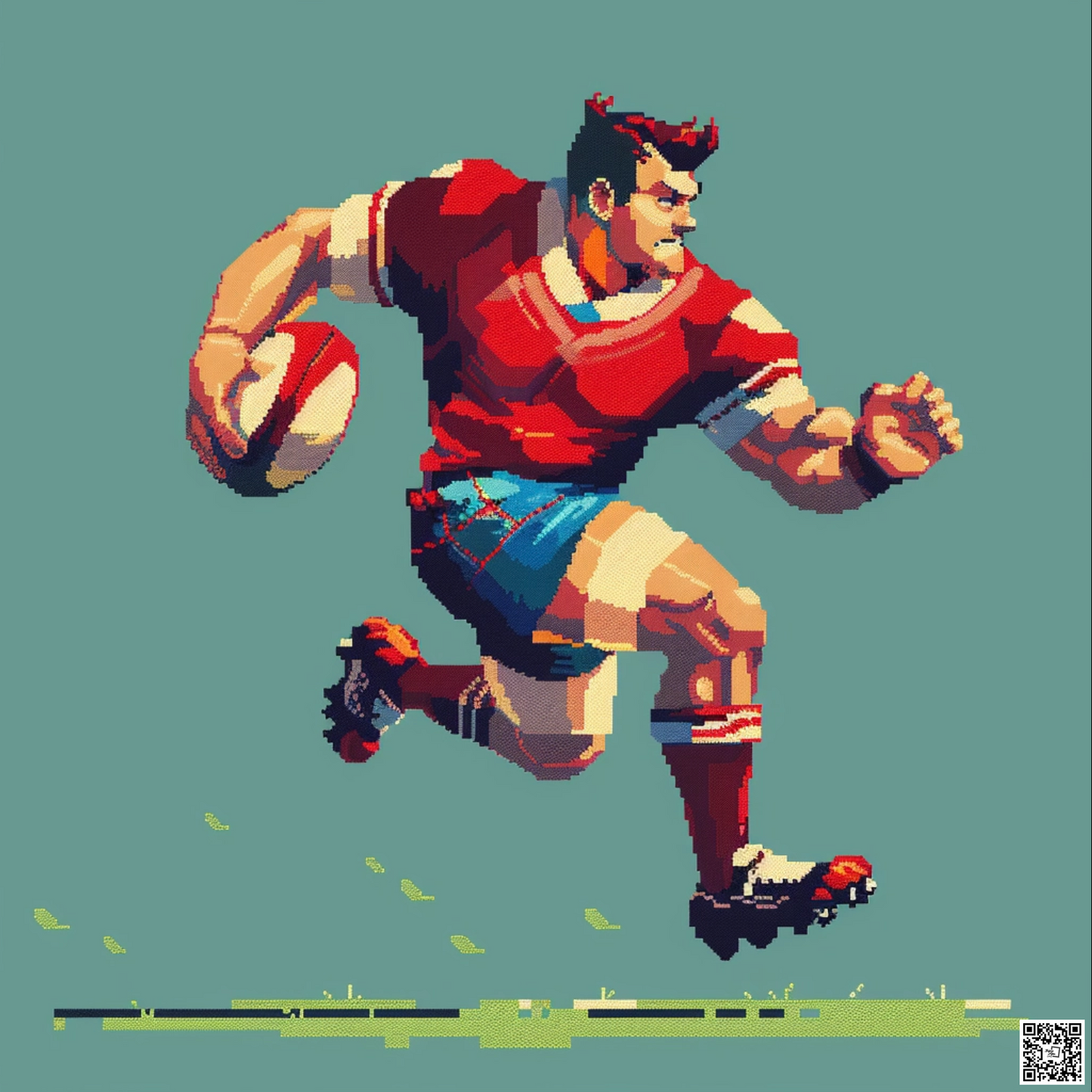 Rugby in pixel art style