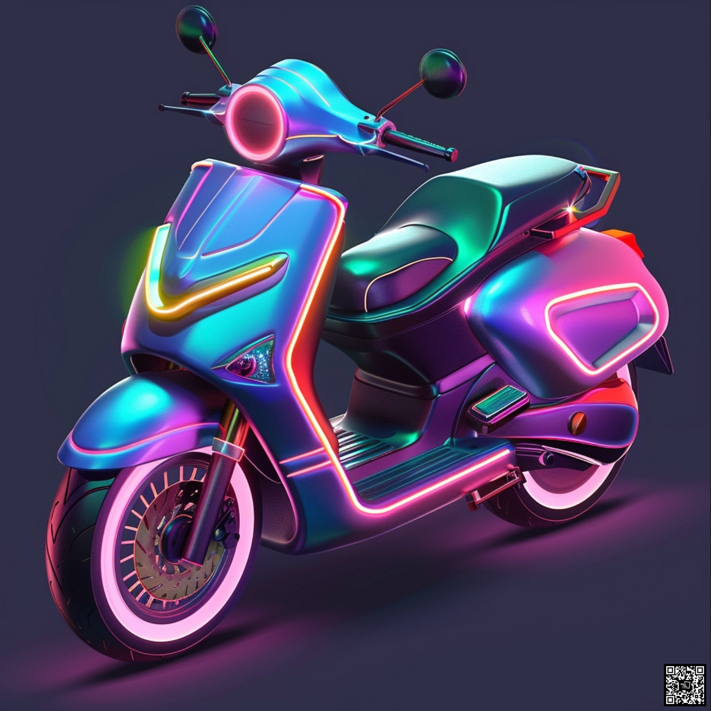 Scooter motorbike with neon lightings