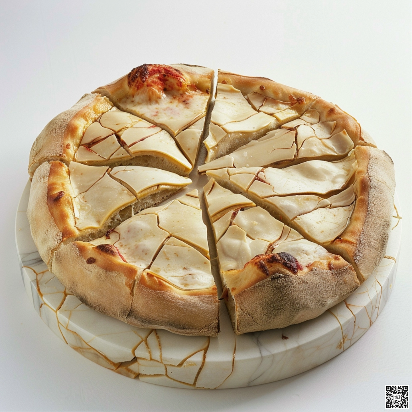 Sculpture of pizza kintsugi