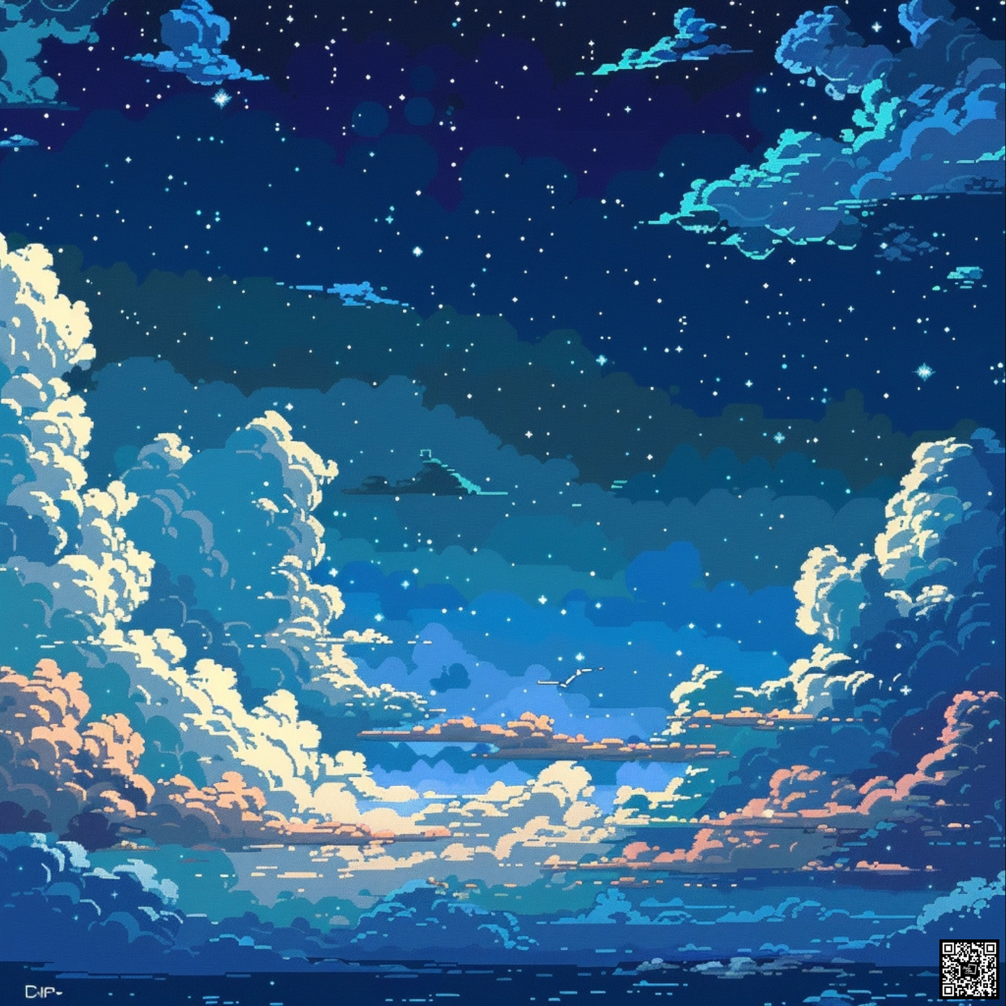 Sky in pixel art style