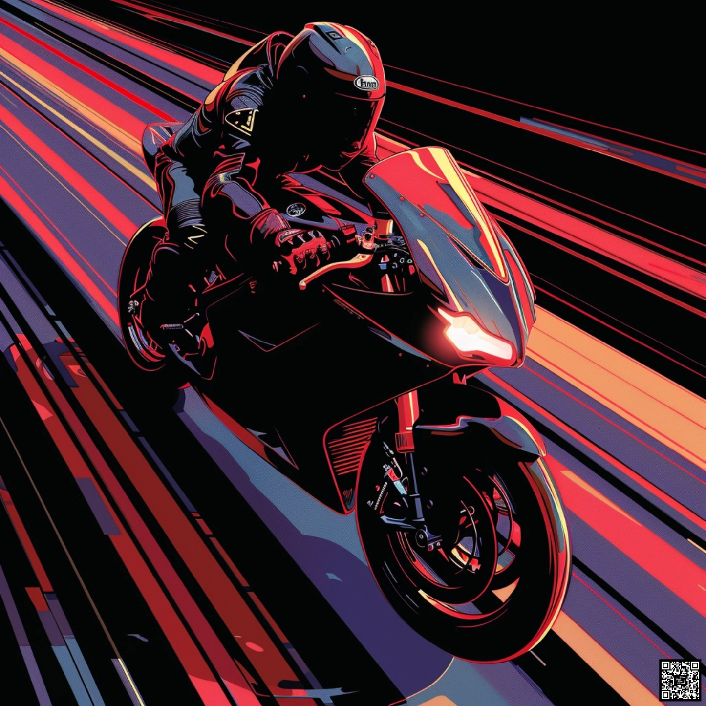 Speed motorbike in pixel art style