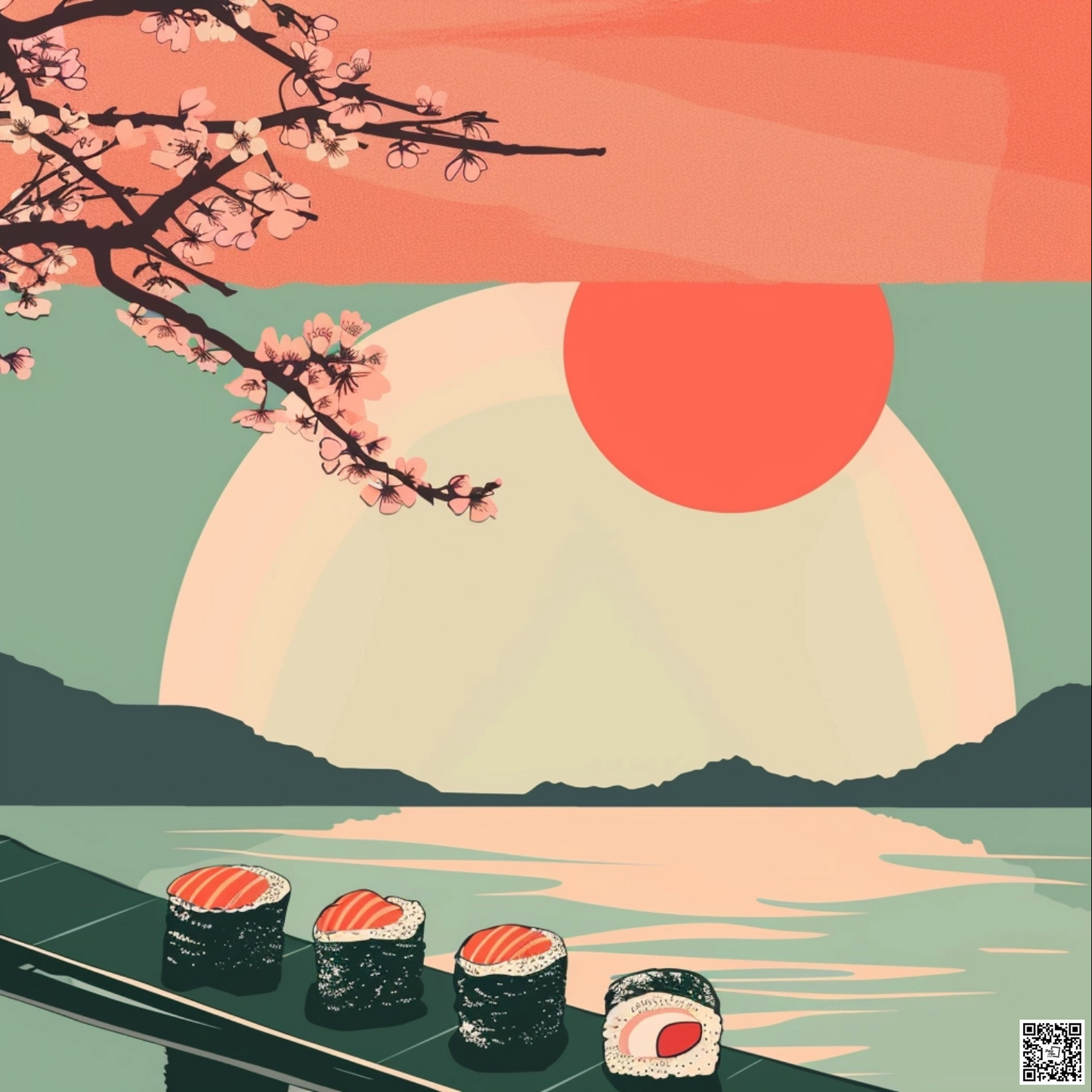 Sushi in lofi aesthetic