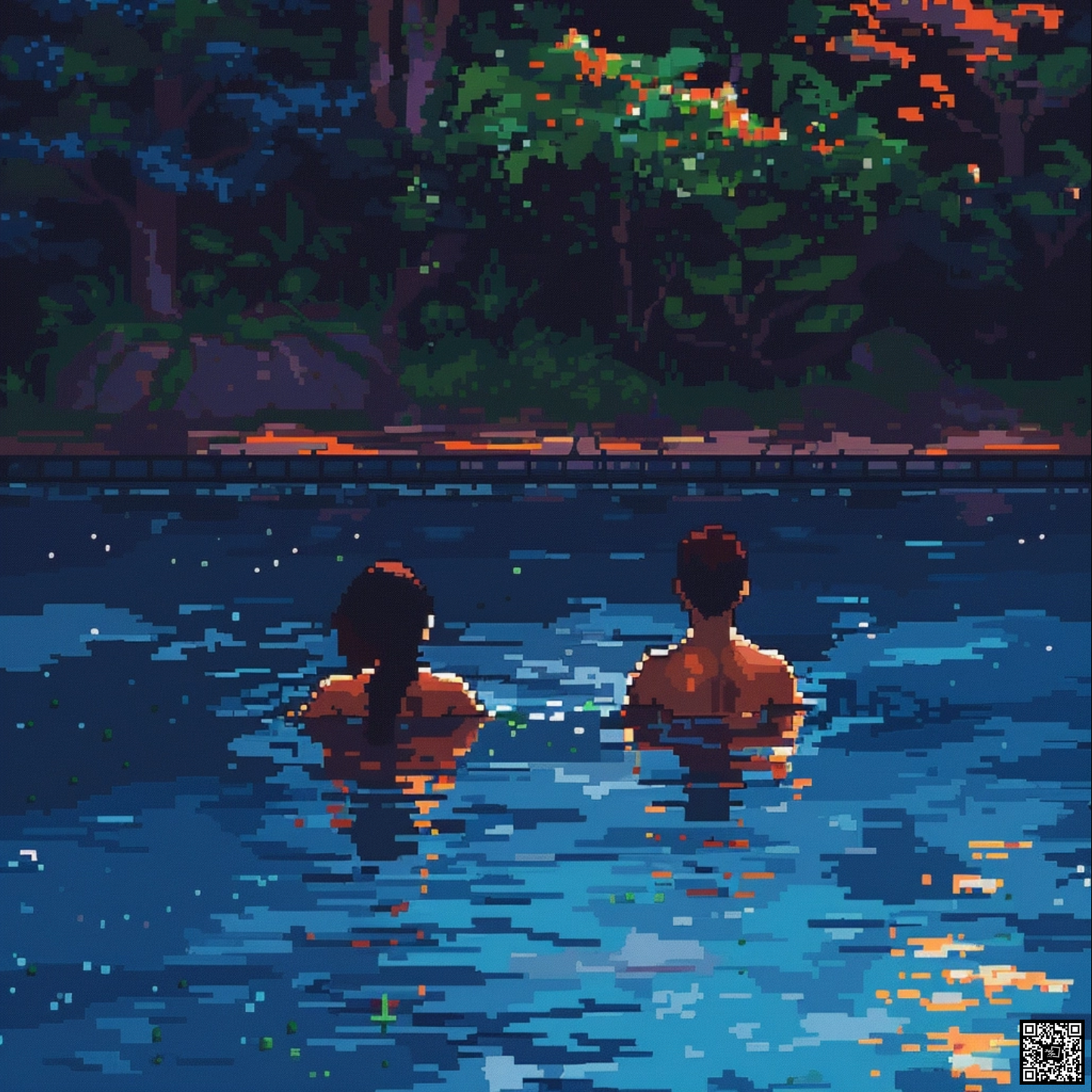 Swimming in pixel art style