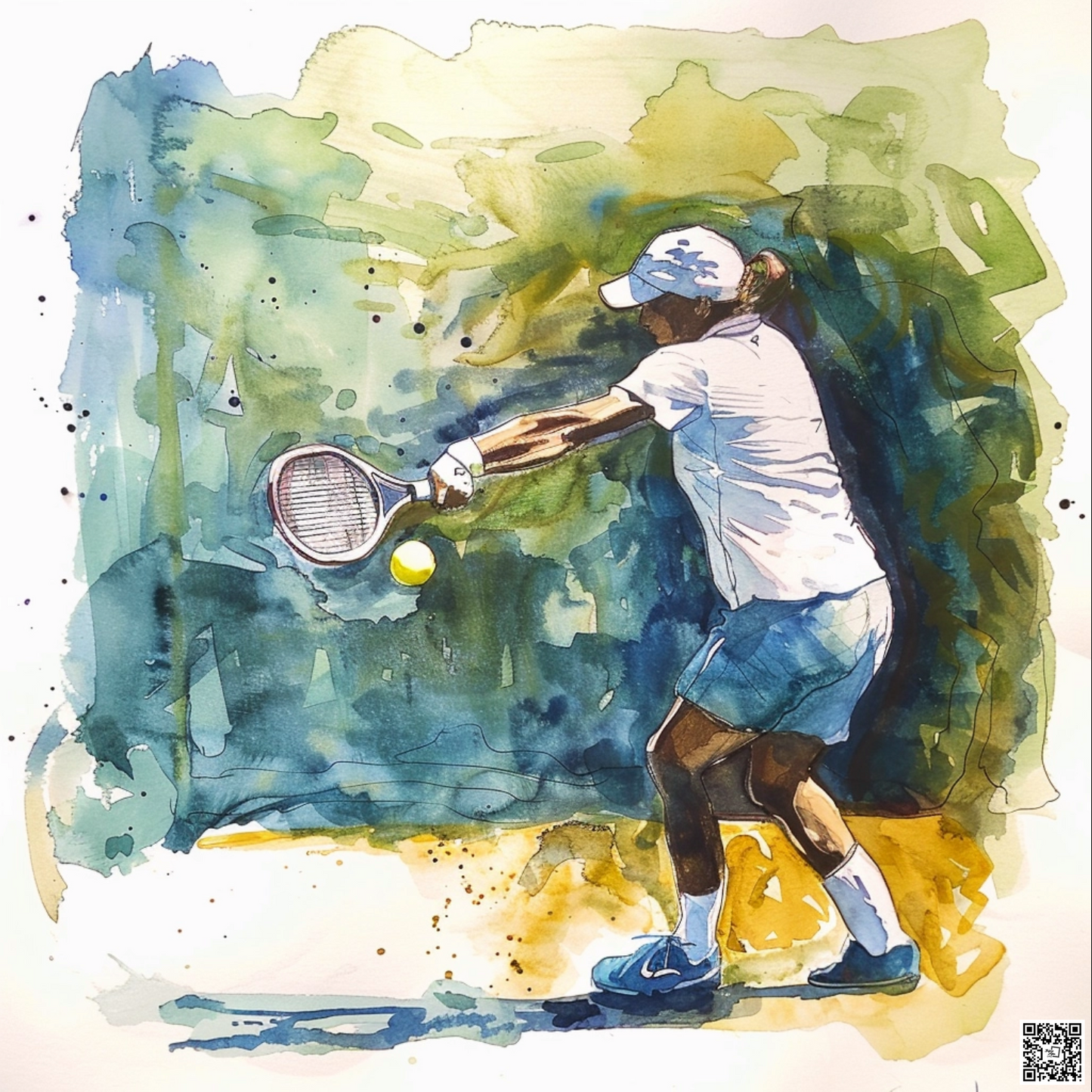 Watercolor sketch of tennis
