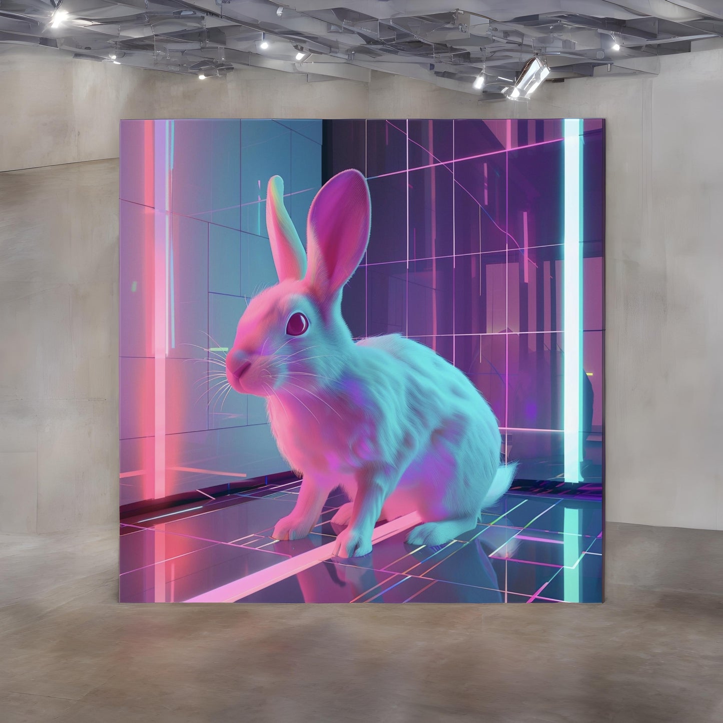 Rabbit animal with neon lightings