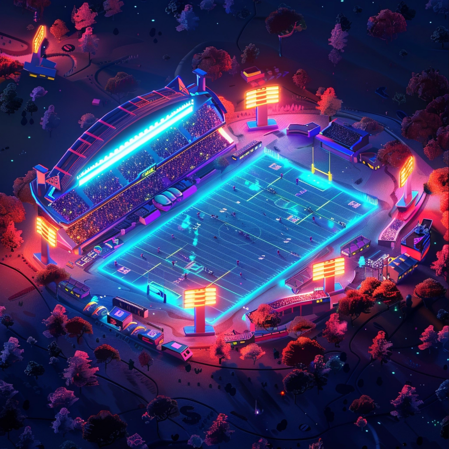 Rugby with neon lightings