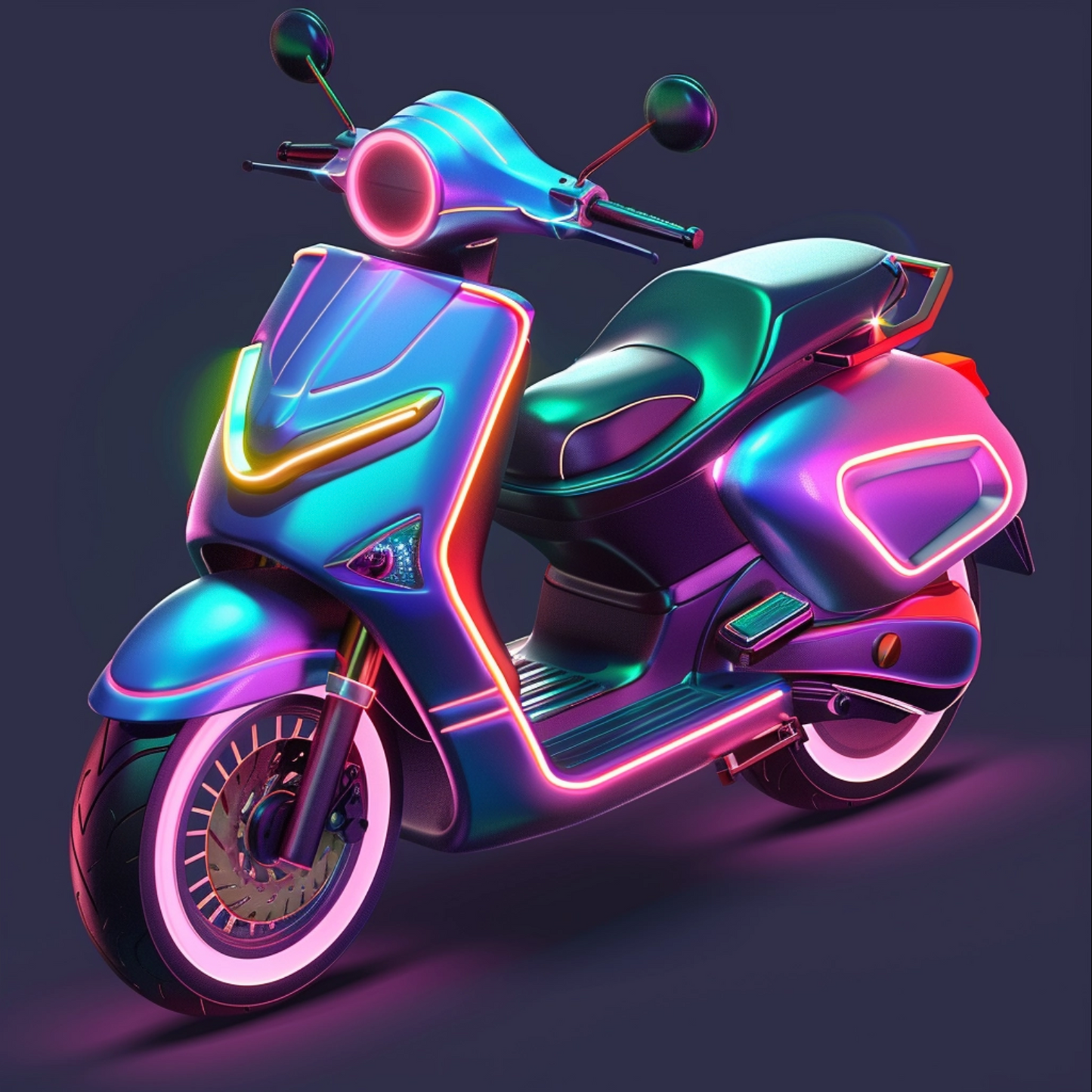 Scooter motorbike with neon lightings