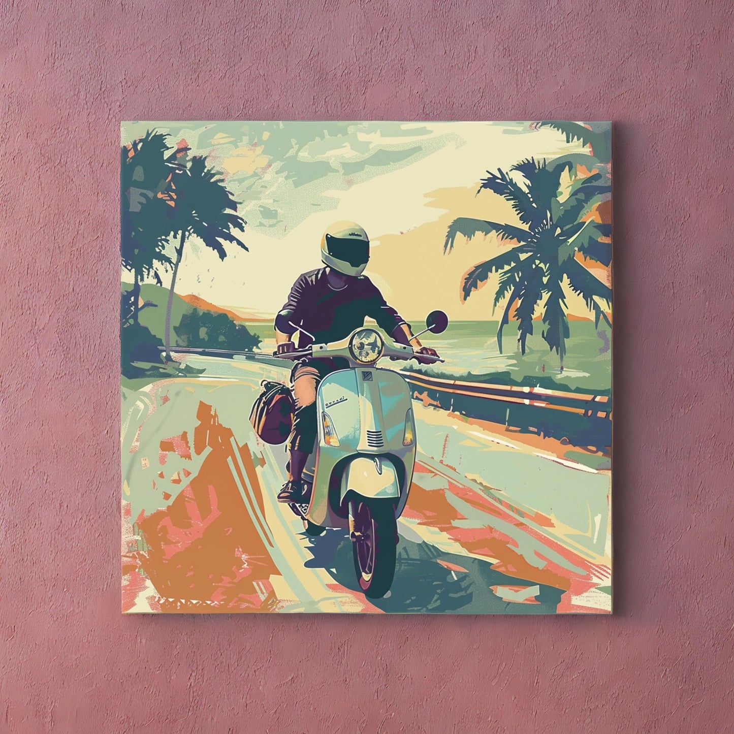 Scooter motorcycle in lofi aesthetic