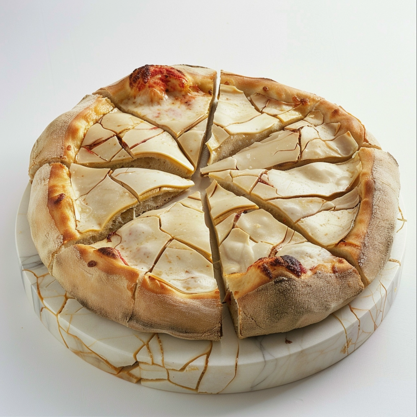 Sculpture of pizza kintsugi