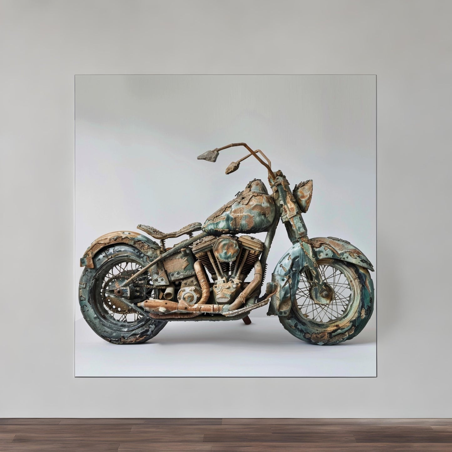 Sculpture of sidecar motorcycle Kintsugi