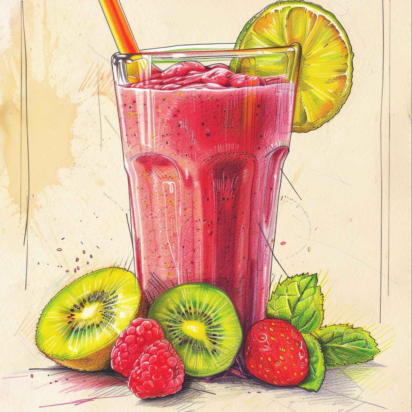 Smoothie diagramatic drawing