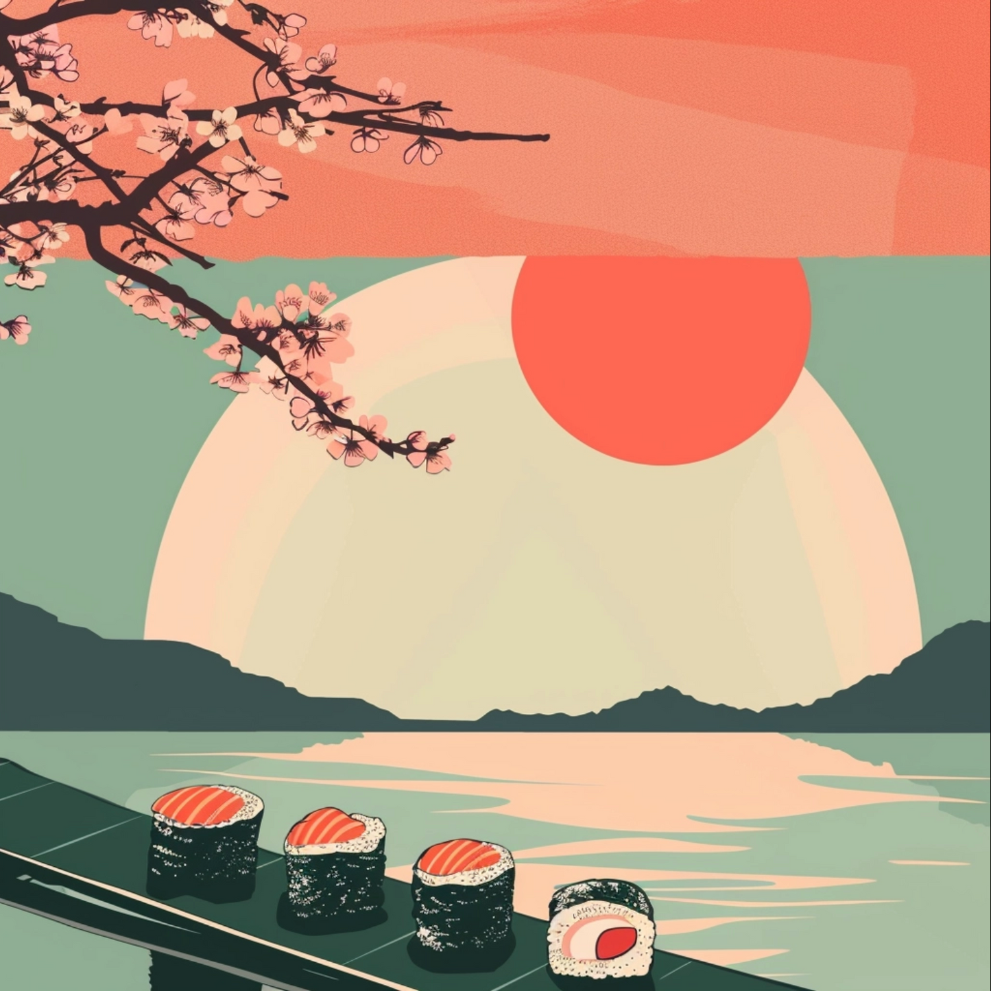 Sushi in lofi aesthetic