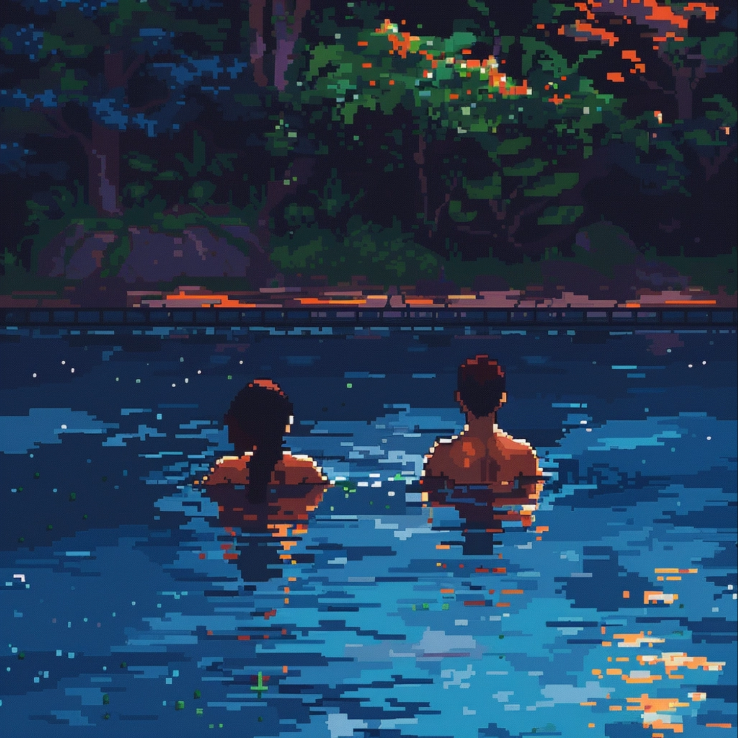 Swimming in pixel art style