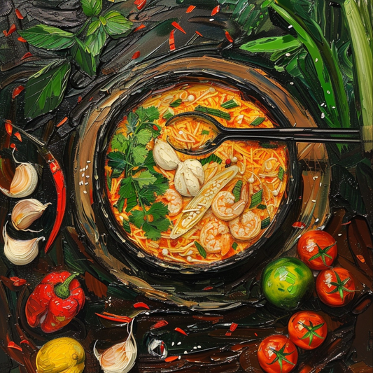 Thai food in the style of Van Gogh