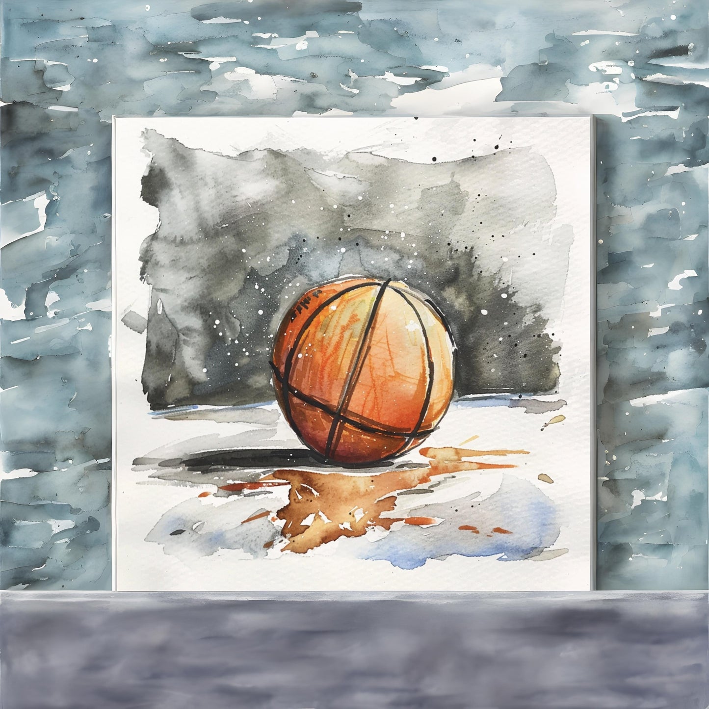 Watercolor sketch of basketball