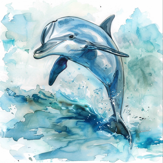 Watercolor sketch of dolphin animal